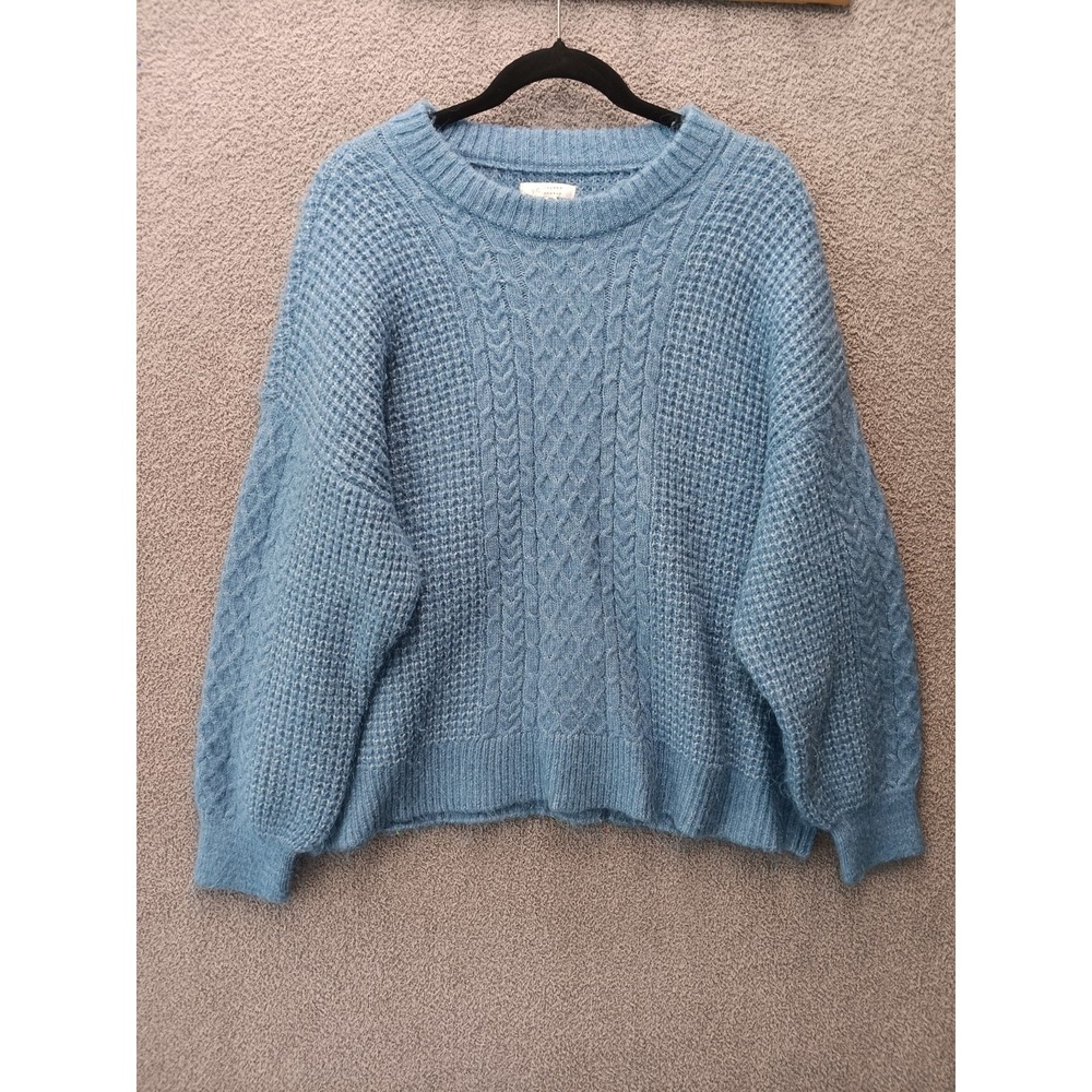 LC Lauren Conrad XXL Blue Shimmer Knit Sweater Cozy Metallic‎ Sparkle Boho